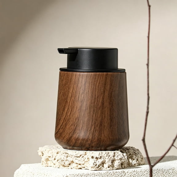 Sentmoon 250 ml Wood Grain Foaming Soap Dispenser Refillable ABS Lotion Pump Bottle For Hand Soap Shampoo Body Wash Bathroom Kitchen Countertop Refillable Dispenser
