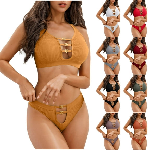 Sentmoon 2PC Womens Bras Comfort Push up Bras for Women Solid Color Lift High Elasticity Back Buckle Thin Style Wireless Bras Trendy Womens for Beach Vacation Yellow Free Size