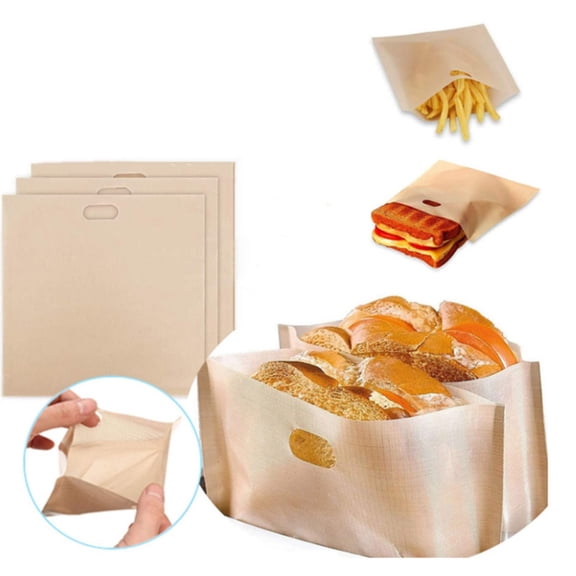 Sentmoon 3-Pack Reusable Toaster Bags Microwave Safe Nonstick Washable Bread And Sandwich Toasting Bags For Grilled Cheese Snacks Oven Safe Heat Resistant Eco Friendly Kitchen Accessory