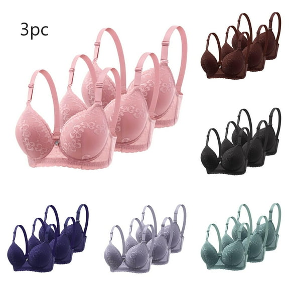 Sentmoon 3 Pieces Bras for Women Underwires Comfortable Sports Bras Push Up with Underwires Adjustable Strap Breathable Sleep Bras Fashion for Office Green 44