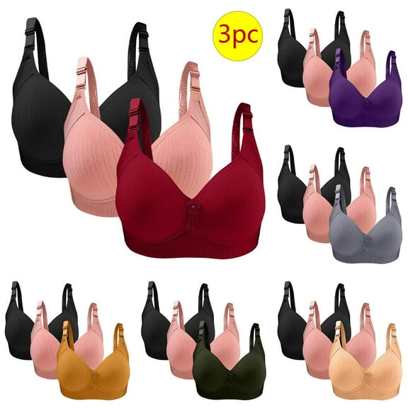 Sentmoon 3 Pieces Womens Bras Plus Size Comfortable Sports Bras for Women Large Bust Lift No Underwires Adjustable Strap Solid Color Support Bras Casual for Beach Vacation Gray 36/80