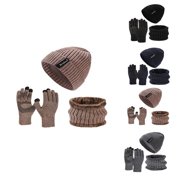 Sentmoon 3PCS Winter Scarves and Beanie,Gloves Winter Women Solid Color Delicate and Elegant Winter Scarf for Women Practical Gifts for Women Shawl Wraps for Women Dressy