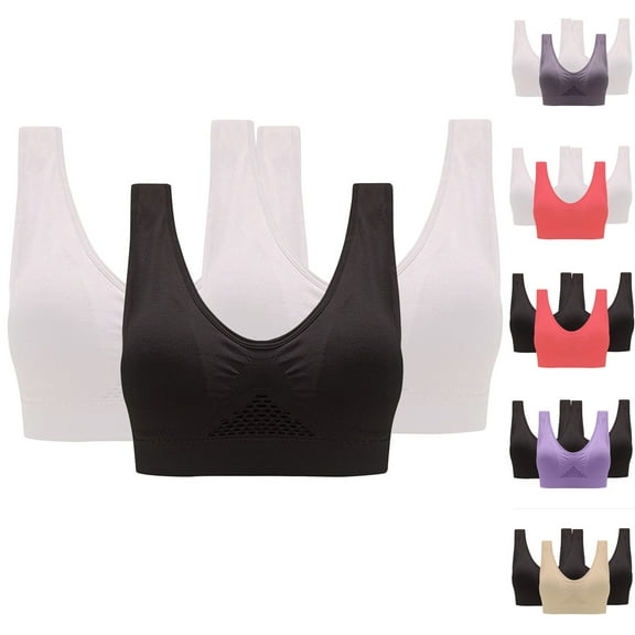 Sentmoon 3pc Womens Bras Buttery Soft Wireless Bras for Women Push up Without Support Yoga Running Underwears Sleep Bras Fashion Ladies for Home Leisure Khaki XXXXL