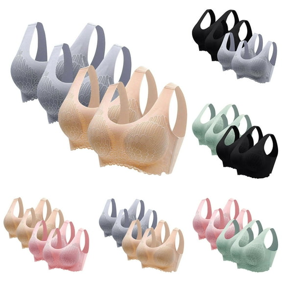 Sentmoon 4PC Women Sports Bras No Underwires Breathable Womens Bras Lift without Steel Ring Gathering Breasts Sleep Bralettes Trendy Lady for Daily Commute Black XXL