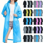 SENTMOON 5 Pieces Rain Ponchos with Hood Long Sleeve Rain Suits for Women Waterproof Solid Color All-Weather with Button Rain Jacket Men for Travel, Hiking & Daily Use Free Size