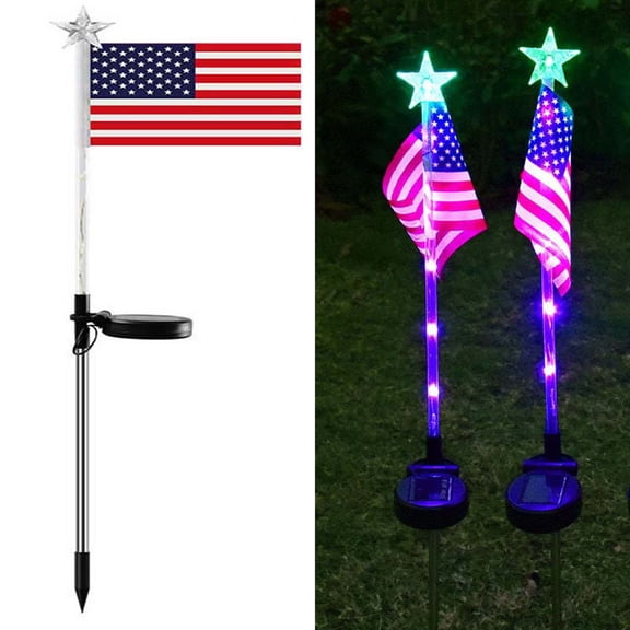 Sentmoon 64 cm Solar Flag LED Ground Light Outdoor Waterproof Courtyard Marker Solar-Powered Flagpole Spotlight Decorative Pathway Accent Lamp For Garden Yard