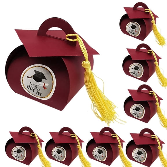 Sentmoon Academic Cap Candy Favor Box Graduation Cap Themed Candy Box Party Favor Elegant Graduation Treat Box School Ceremony Keepsake Packaging for Parties Events