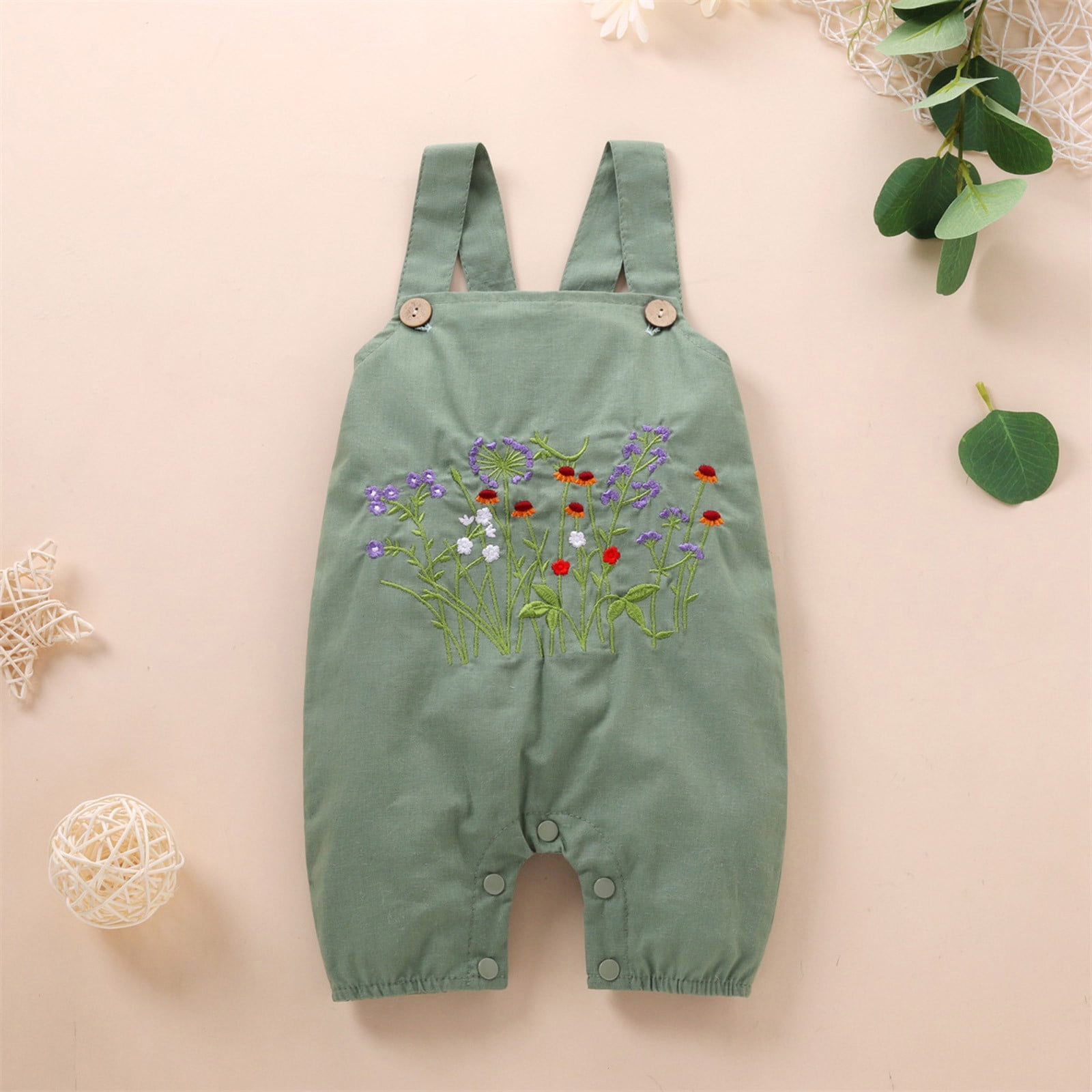 Girls Green Floral Puff Sleeve Romper by Swoon Baby