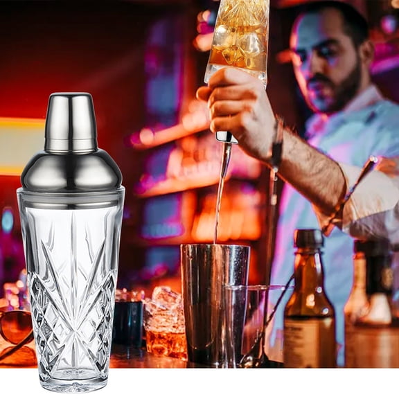 Sentmoon Barware Cocktail Shaker Stainless Steel Mixing Glass With Lid And Built In Strainer 420ml Professional Double Layer Mixing Glass Bar Tool Cocktail Accessories