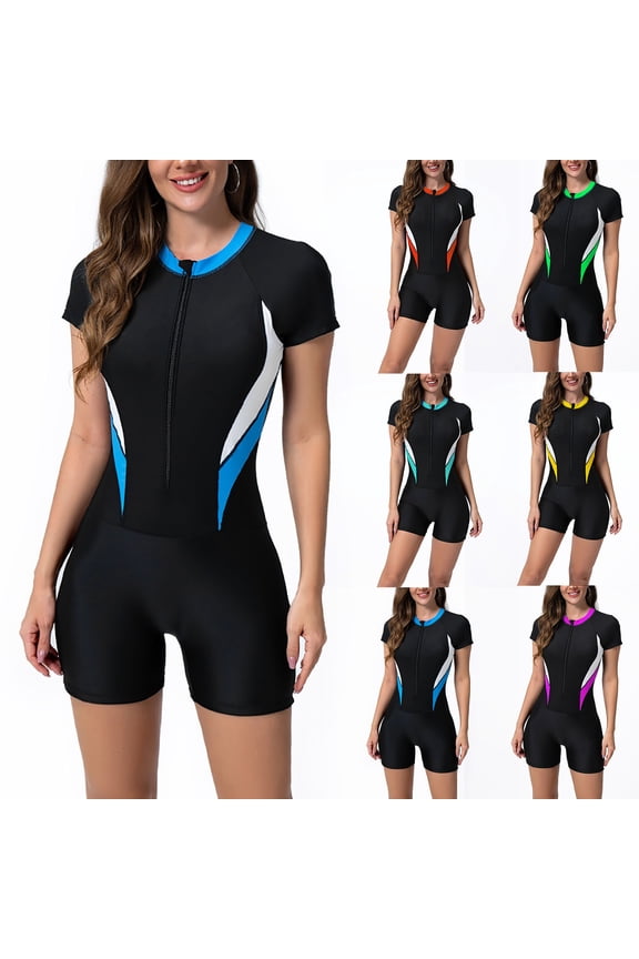 Bathing Suit for Women Short Sleeve Curvy Womens Bikinis Tummy Control Push Up with Print Plus Size Slim Fit Women's Swimsuits Summer Holiday for Confidence and Comfort