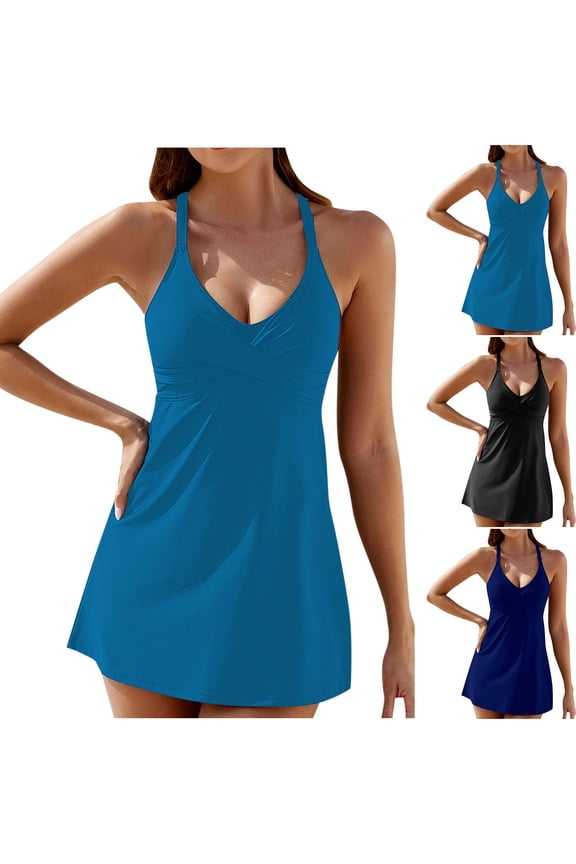 Bathing Suits Spaghetti Strap Women Bikini Women's Oversized Split Swimsuit Conservative Belly Covering Skirt Style Swimsuit Fashion for Lap Swimming & Training XXXL