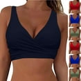 thumbnail image 1 of Sentmoon Bikini Top Curvy Women Bathing Suits Wireless Tummy Control Push Up Solid Color Oversized Spaghetti Strap Womens Swimsuit Summer Beach Essentials for Women, 1 of 4