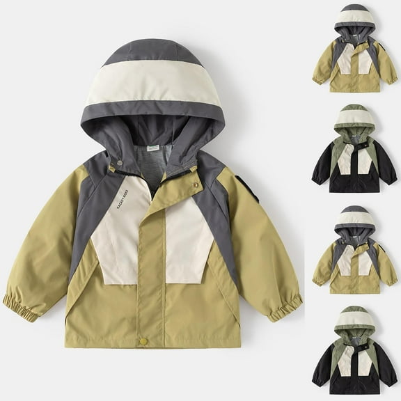 Sentmoon Boys Lightweight Jacket Lightweight Long Sleeve Hooded Neck Boys Coats Size 14-16 Windbreaker Zippered Color Block Clothes for Girls with Pockets Fall and Winter 11 Years