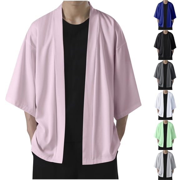 Sentmoon Boys Rashs Guard 3/4 Sleeve Ice Silk Stretchy Workout Tops Men Breathable Solid Color Loose Sun Shirts for Men Stylish 2025 Summer for Picnic L