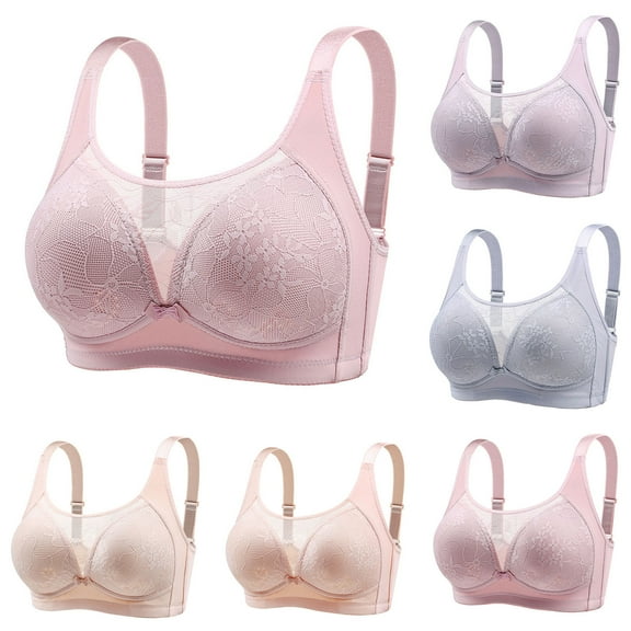 Sentmoon Bras for Women Full Coverages No Underwires Plus Size Comfortable Tshirt Bras Adjustable Strap Thin Style Breathable Lace Bra Fashion for Work Silver 40/90
