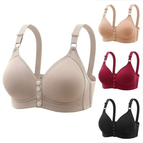 Sentmoon Bras for Women No Underwires Plus Size Comfortable Bras for Women Lift Adjustable Strap Side Support Solid Color Sleep Bralettes Fashion for Staying at Home Red M