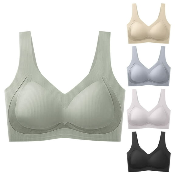 Sentmoon Bras for Women No Underwires Push Up Bras for Women Lift Wide Strap Stretchy Underwear Seamless Solid Color Seamless Bras Casual for Vacation Black XL