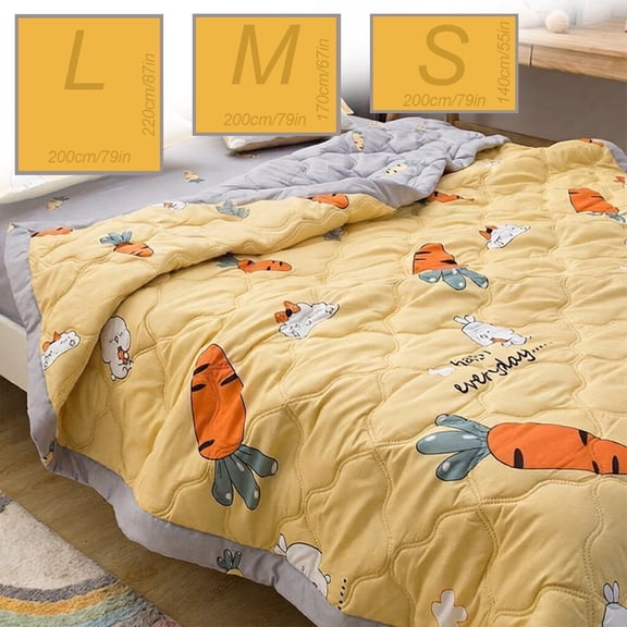Sentmoon Breathable Washed Yarn Cooling Quilt Double-Layer Lightweight Air-Conditioning Throw Machine-Washable Summer Blanket for Dormitory Bedroom Lightweight Soft Cooling Comforter Machine Washable