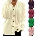 thumbnail image 1 of Sentmoon Cardigan Sweaters for Women Trendy Plus Size V Neck Long Sleeve Cable Knit Sweater Women Button up Loose Knitted Women's Clothes Fall and Winter for Business Casual Beige XL, 1 of 4