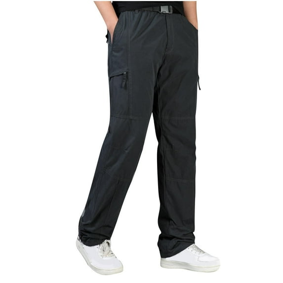 Sentmoon Cargo Pants for Men Slim Fit Low Rise Multiple Pockets with Belt Loops Casual Sweatpants Joggers Color Block for Hiking Trips Camping Adventures Travel Travel Excursion Activities Gray