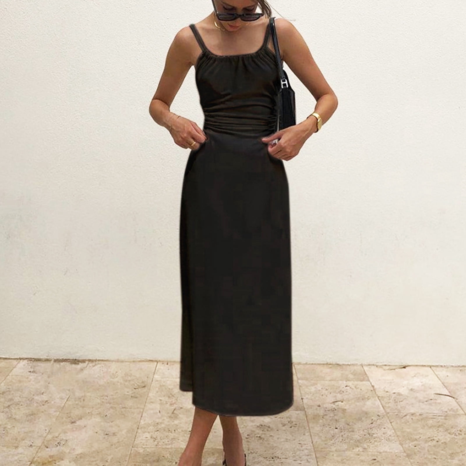 a line bridesmaid dress Simple Long A-line Ruffles Off-the-shoulder with Appl Casual Christmas Party Dress feed-color-Brown Size:X Large : Size 26 to size 28 Waist 44 inches to 46 inches