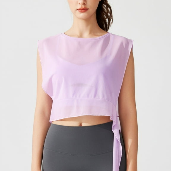 Sentmoon Casual Tops for Women Scoop Neck Women's Crop Tank Tops Relaxeds Fit Solid Color Sleeveless Travel Outfits 2025 Summer Trendy Teen Girls for Beach Vacation Purple S