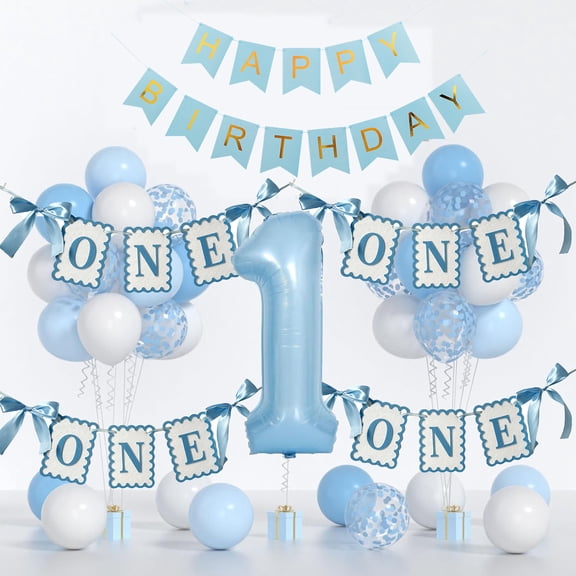 Sentmoon Children's Banners Birthday Weekend Party Decoration ONE Alphabet Pulls Up Banners Backdrops