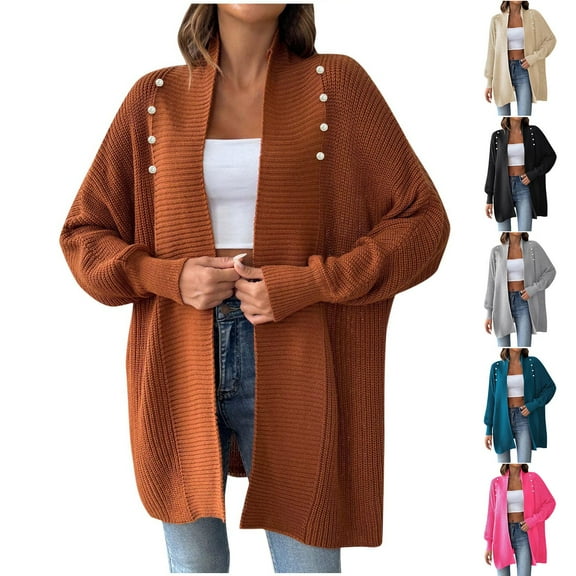 Sentmoon Chunky Cardigan Sweaters for Women Oversized Long Sleeve Women's Sweaters Floral Print Lightweight and Warm Loose Fall Jackets for Women Winter for Lounge Sweater Gray Free Size