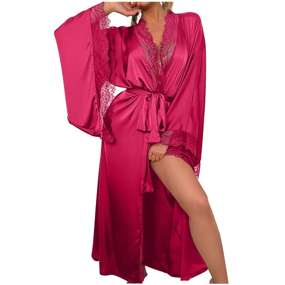 Sentmoon Comfort Womens Dresses Long Sleeve V Neck Holiday Dresses for Women Casual Fashion Lace Short Dresses,Loose Flowy Comfy Women Clothing Wine M