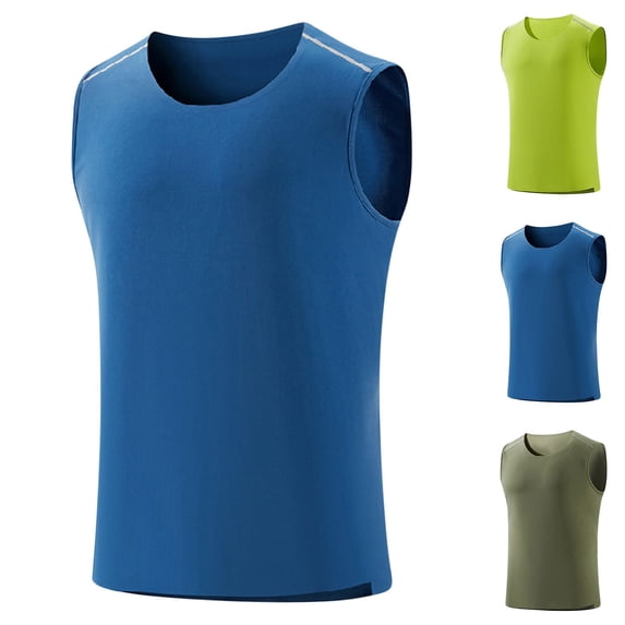 Sentmoon Compression Tank Top Men and Sleeveless Crew Neck Summer Mens Clothes Solid Color Workout Loose Plus Size Gym Shirts Men Beach for Summer Beach Days M