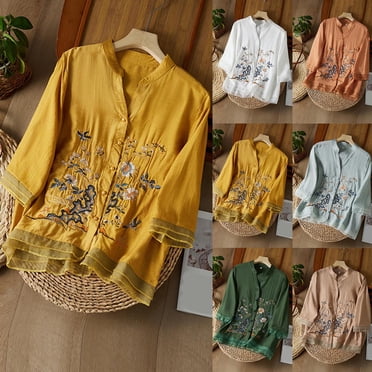 Women's Floral Print 3/4 Sleeve Button Front Cleaning Overall Work Wear Coat - UK Made