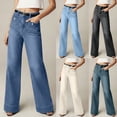 thumbnail image 1 of Sentmoon Cute Jeans for Women Women Pants Ladies' Elastic Wide Leg High Waist Versatile Loose Straight Leg Jeans for Yoga and Athletic Activities Light Blue S, 1 of 7