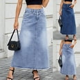 thumbnail image 1 of Sentmoon Denim Skirts for Women Oversized High Waist Boho Jean Skirt for Women with Pockets Flowy Pleated Hawaiian Solid Color Loose Stretchy Boho Skirt Casual Fall for City Sightseeing M, 1 of 9