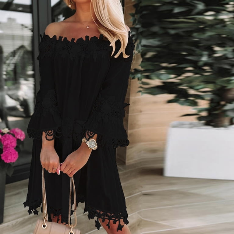 Black Dress Beautiful Casual Dresses Women's Dresses Short Sleeve Dress  For Women Wedding Guest Dress Summer