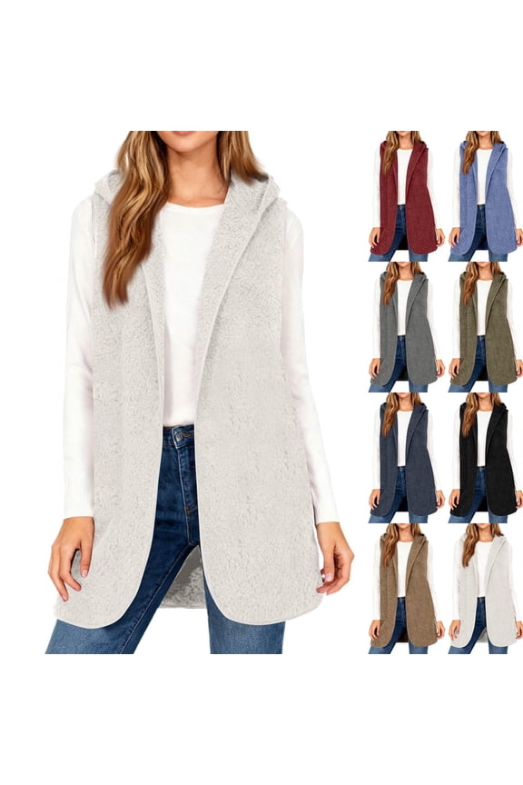 Fall Vest for Women Woman Jacket Women's Hooded In Mid-Length Cut with Front Button Closure Womens Christmas Gifts for Holiday Gifts Wine S