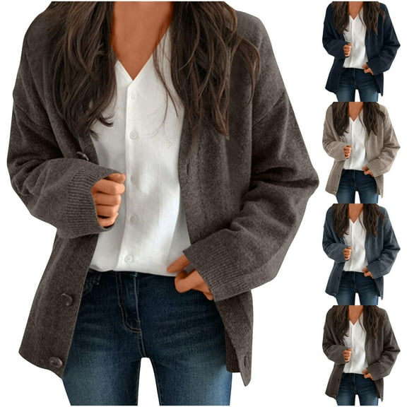 Sentmoon Fall Womens Clothes Plus Size V Neck Long Sleeve Cozy Sweaters for Women Solid Color Loose Knitted Fall Outfits for Women Winter for Wedding Guest Sweater Black Free Size