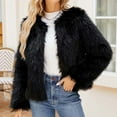 thumbnail image 1 of Sentmoon Faux Fur Womens Coats Long Sleeve Oversized Coats for Women,Solid Color Warm Fashion Womens Fashion Coats Loose Fit Coats Black L, 1 of 8
