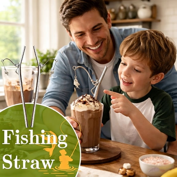 Sentmoon Fishing-Themed Novelty Drinking Straws Practical Reusable Cocktail Straws Decorative Outdoor Party Props Fun Fishing Decor For Beverages Picnics BBQs And Themed Events Table Accessories
