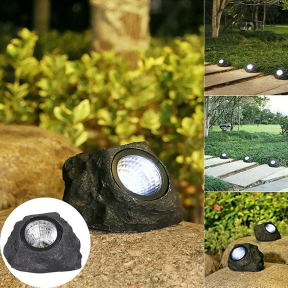 Sentmoon Garden Solar Lights Outdoor Pathway Solar Ground Lights LED Scenery Lighting Stone Style Waterproof Lawn Yard Walkway Step Landscape Accent Lighting Solar Stones
