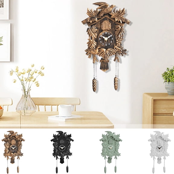 Sentmoon Gifts Rustic Distressed Wall Clock Decorative Cuckoo-Style Hourly Chime Novelty Plastic Retro Home Office Kids Room Unique Statement Timepiece Vintage Decor Clock