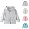 thumbnail image 1 of Sentmoon Girls Sun Shirts UPF Protection Long Sleeve Jackets for Girl Ice Silk Solid Color Hooded Neck Zipper Yoga Tops for Girl Trendy 2025 Summer for Hiking Gray 4 Years, 1 of 7
