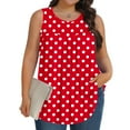 thumbnail image 1 of Sentmoon Graphic Tees for Women Plus Size Crewneck Pleated Tank Top for Women Loose Fit Graphic Print Sleeveless Hawaiian Shirts 2025 Summer Stylish Lady for Music Festival Red XXXXXL, 1 of 6