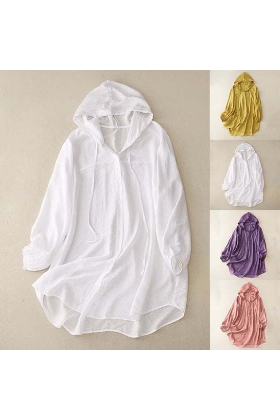 Hiking Shirt Quick Dry Fishing Shirt Solid Color Long Sleeve Hooded Neck Soft Regular Fit Women's Rash Guard Shirts for Gym and Tennis White M