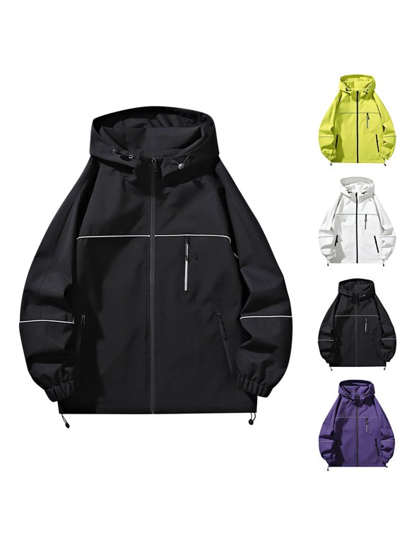 Jacket Windproof Hooded Neck Lightweight Jacket Warm Thin Long Sleeve Regular Fit Fall Coats for Cycling Running Commuting