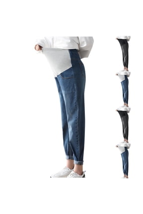 Jean Pants Soft and Comfortable Maternity Jeans Pants Stretch Belly Panel Supportive High Waist Full Length Comfortable Denim Trousers for Daily Wear M-3XL
