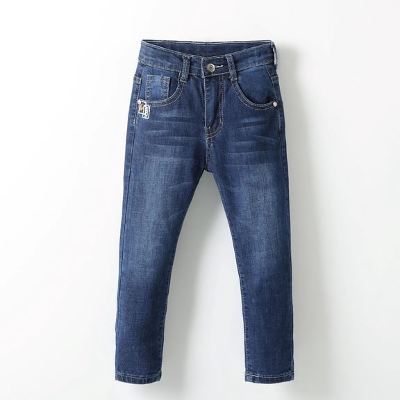 Sentmoon Jeans for Boys and Girls Slim Fit&nbsp;Multi-pocket with Button Casual Solid Color Lightweight Spring and Summer Daily Wear and Outdoor Adventures Dark Blue