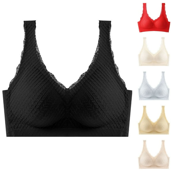 Sentmoon Lace Bras for Women Bras for Women Push Up No Underwires Wide Strap Stretchy Underwear Thin Style Breathable T-Shirt Bra Trendy for Home Leisure Pink M