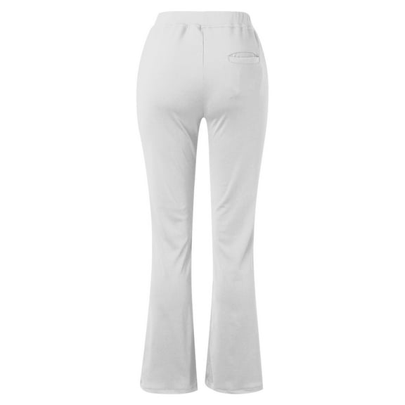 Sentmoon Leggings for Women Straight Fit High Waist with Pockets Solid Color Palazzo Pants Casual Trendy Women for Streetwear Outdoor Hiking Daily Wear White XL