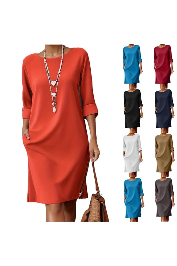 Linen Dress Women Spring Dresses 2026 Summer Interview Dress Solid Color Short Sleeve Crew Neck Stretchy Regular Fit Maxi Dress with Sleeves Casual for Lounge and Relax S-2XL