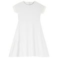 thumbnail image 1 of Sentmoon Linen Dresses for Girls 2025 Crew Neck Cute Dresses for Girls 10-12 Short Sleeve Solid Color Stretchy Princess Dress up for Girls 4-6 Summer Lightweight for Vacation 5 Years, 1 of 7